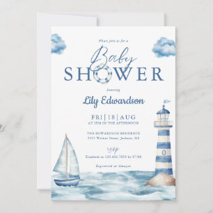 Nautical Ocean Baby Shower All In One Invitation