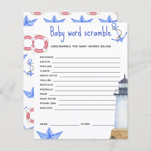 Nautical ocean - Baby Word Scramble (Front/Back)