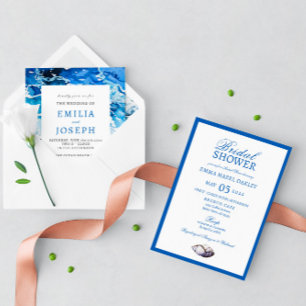 Nautical Ocean beach modern Bridal Shower Invitation