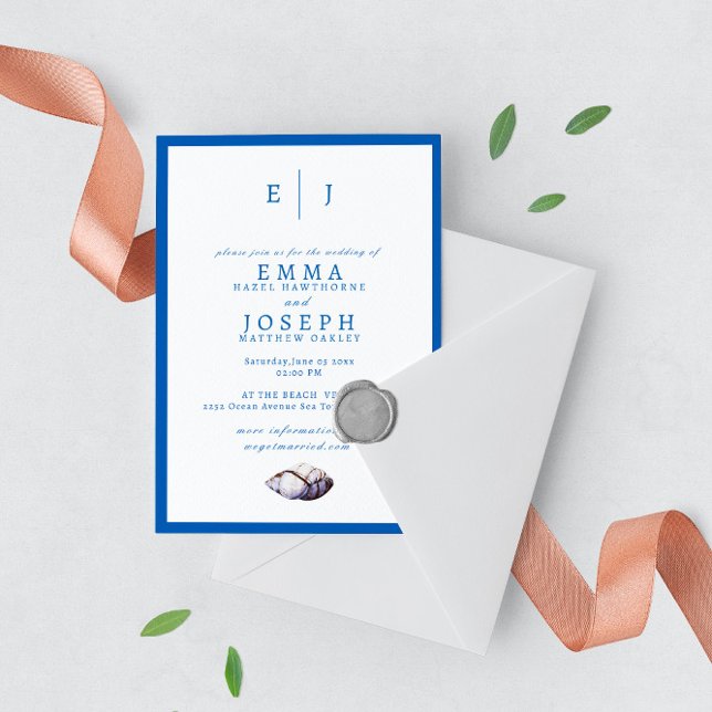Nautical Ocean beach modern elegant Wedding Invitation (Creator Uploaded)