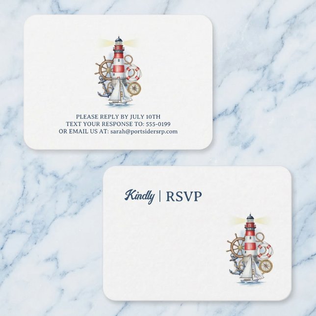 Nautical Ocean Beacon RSVP Enclosure Card (The easy way to get replies.)