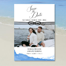 Nautical Ocean Blue Watercolor Photo Save The Date