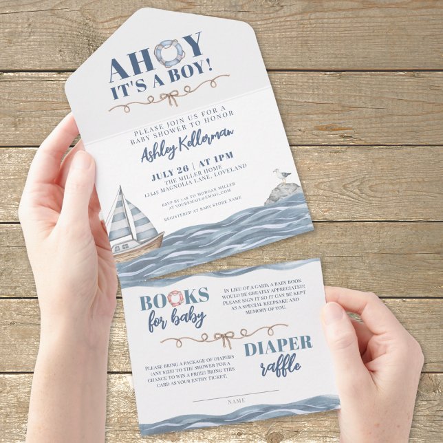 Nautical Ocean Boy Baby Shower All In One Invitation (Nautical Ocean Boy Baby Shower All in One Invitation )