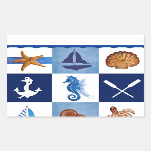 Nautical Ocean Designs Rectangular Sticker