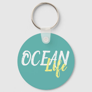 nautical OCEAN LIFE lettering Key Ring