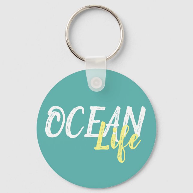 nautical OCEAN LIFE lettering | Key Ring (Front)