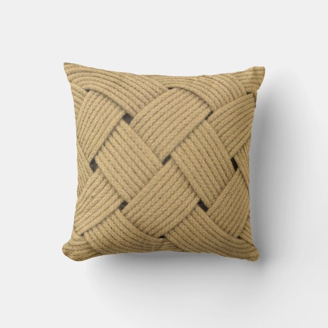Nautical Ocean Plait Rope Knot Yacht Deck Cushion (Front)
