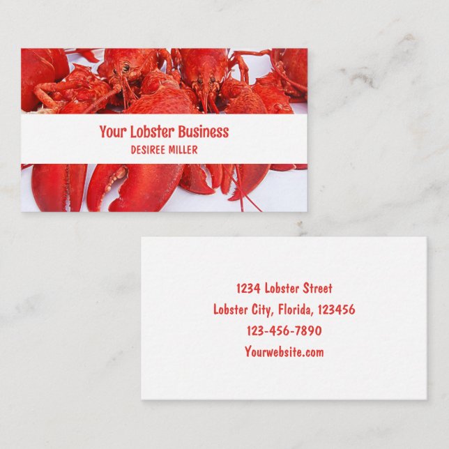 Nautical Ocean Red Lobster Business Card (Front/Back)