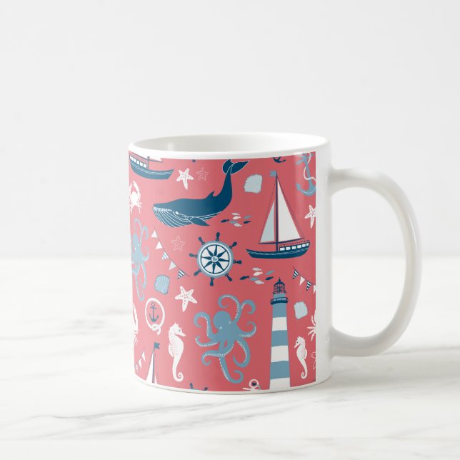 Nautical Ocean Rose Coffee Mug (Right)