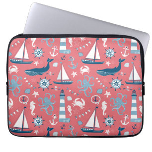 Nautical Ocean Rose Laptop Sleeve