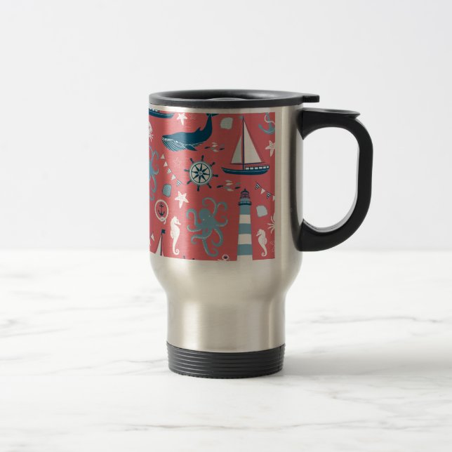 Nautical Ocean Rose Travel Mug (Right)
