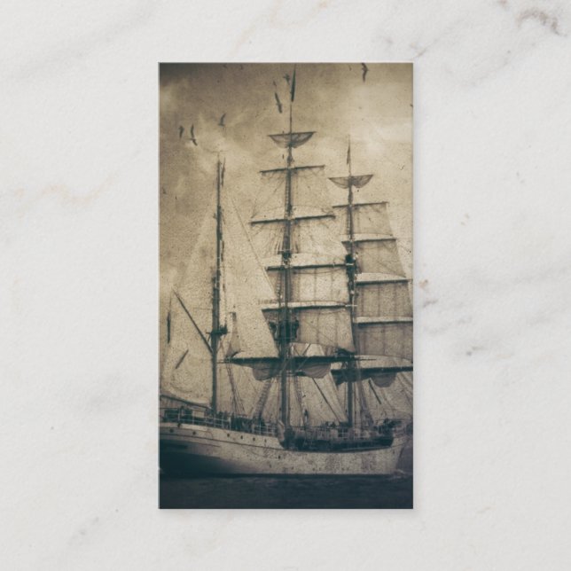 Nautical Ocean Sea Vintage Sailing sailboat Business Card (Front)