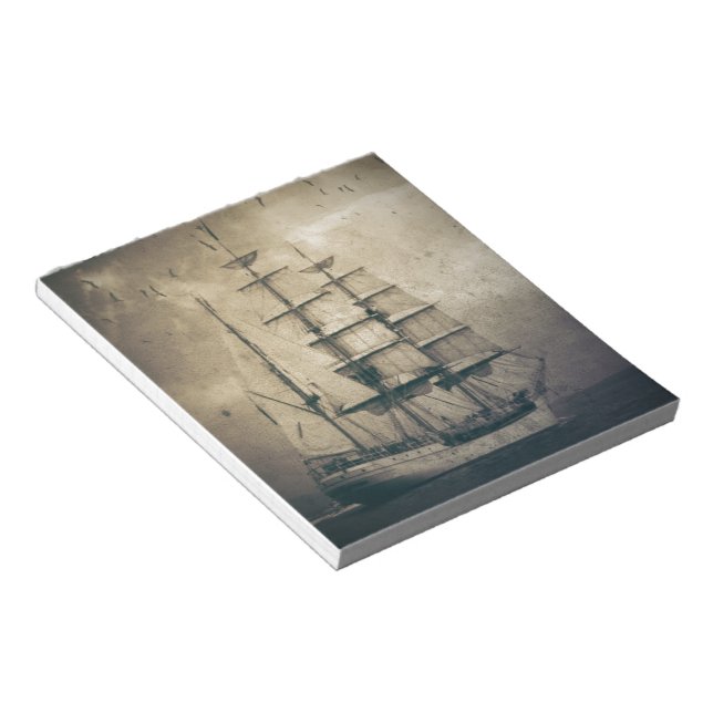 Nautical Ocean Sea Vintage Sailing sailboat Notepad (Angled)