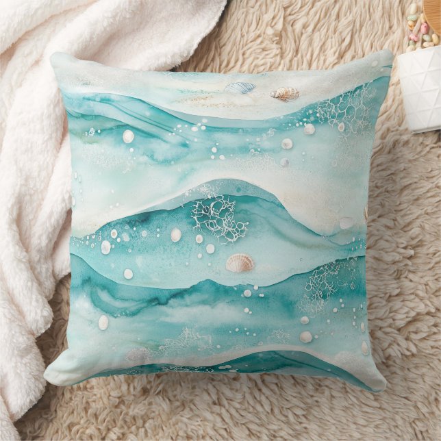 Nautical Ocean Seashell Pattern Cushion (Blanket)