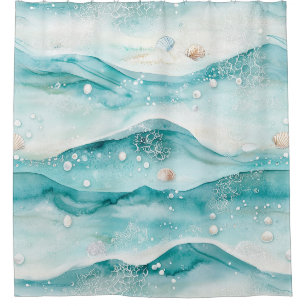 Nautical Ocean Seashell Pattern Shower Curtain