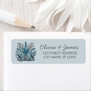 Nautical Ocean Starfish Navy Blue Return Address  