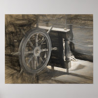Nautical Ocean Vintage Navy Ship Sepia Coastal Art