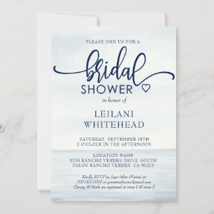 Nautical Ocean Watercolor Bridal Shower Invitation