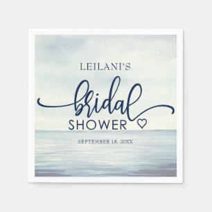 Nautical Ocean Watercolor Bridal Shower Napkin