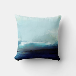 Nautical Ocean Waves Abstract Coastal Beach Decor Cushion