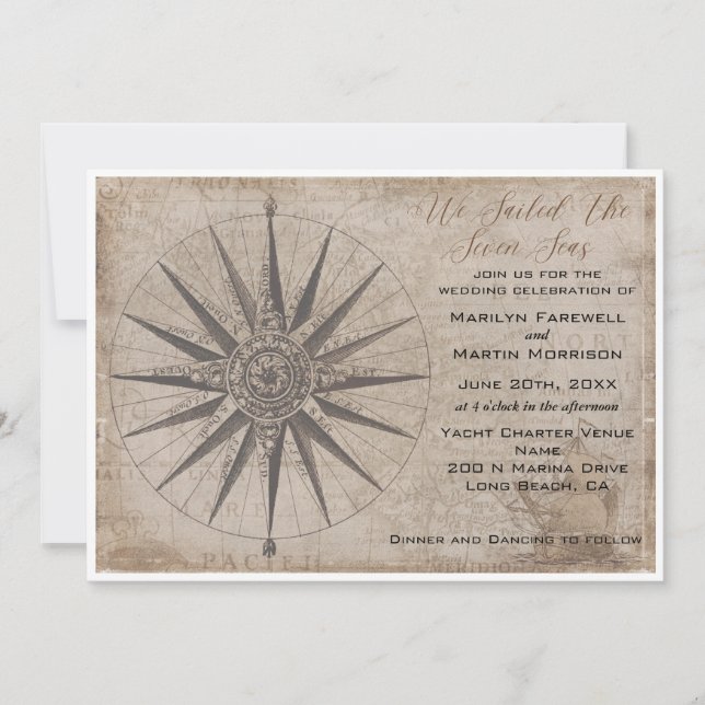 Nautical Ocean Yacht Wedding Invitation (Front)