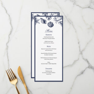 Nautical Oceanic classic navy blue Wedding Menu