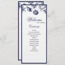 Nautical Oceanic classic navy blue Wedding Program