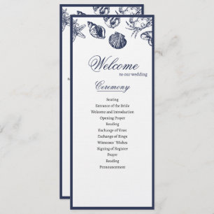 Nautical Oceanic classic navy blue Wedding Program Programme