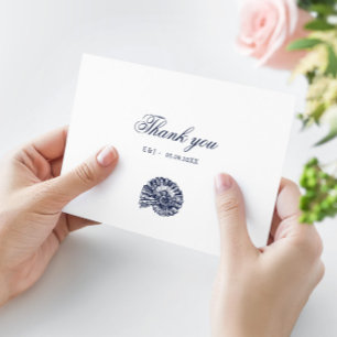 Nautical Oceanic dark navy "Thank you" Card