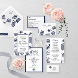 Nautical Oceanic modern Wedding Details Enclosure Card