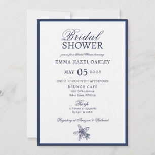 Nautical Oceanic navy Bridal Shower Invitation