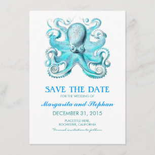 nautical octopus beach wedding save the date