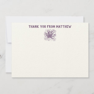 Nautical Octopus Personalised Flat Panel Thank You Card