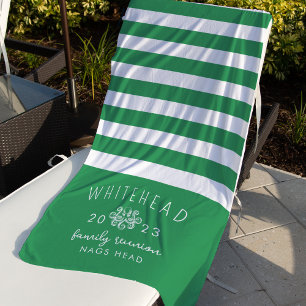 Nautical Octopus Stripe Kelly Green Monogram Beach Towel