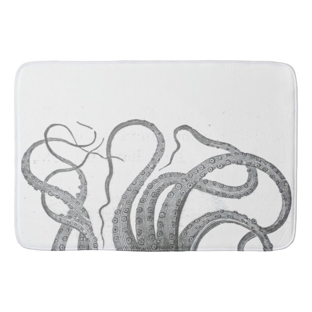 Nautical octopus tentacles vintage kraken steampun bath mat (Front)