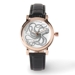 Nautical octopus vintage kraken drawing steampunk watch