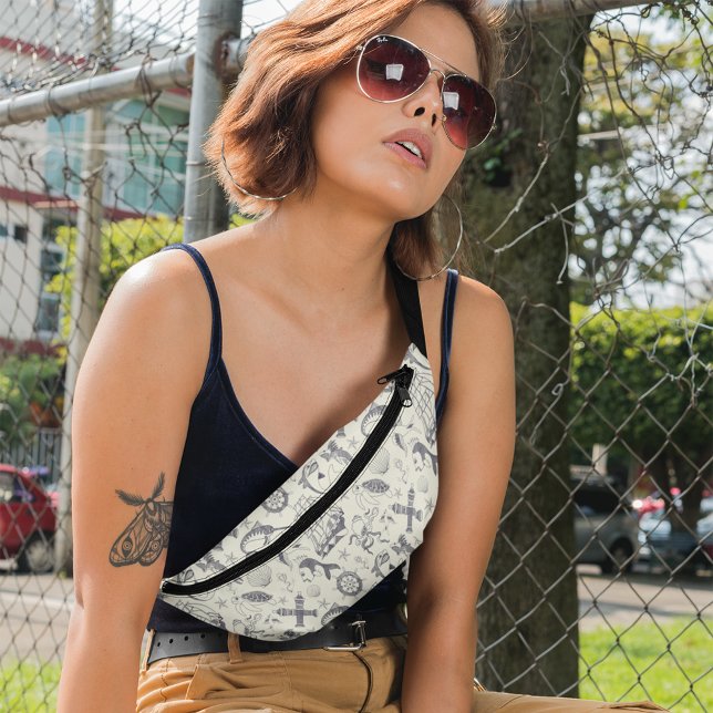 Nautical Old Sailor Tattoos Patterned Bum Bags (Creator Uploaded)