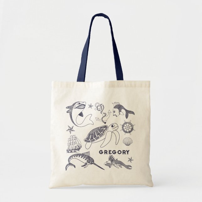 Nautical Old Sailor Tattoos Personalised Tote Bag (Front)