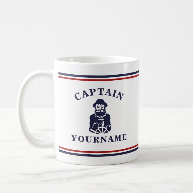 Nautical Old Scruff Captain Personalised Block Mug (Left)