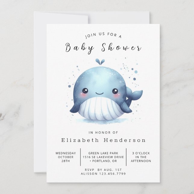 Nautical Online Whale Baby Shower Invitation (Front)