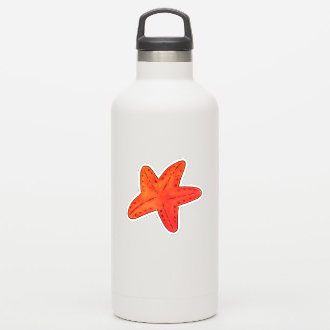 Nautical Orange Watercolor Sea Creature Starfish (Waterbottle)