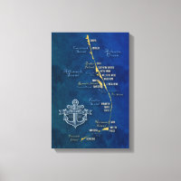 Nautical Outer Banks Map Canvas Print