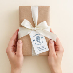 Nautical Oyster Shell Monogram Thank You Gift Tags