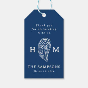 Nautical Oyster Shell Monogram with Wedding Date Gift Tags