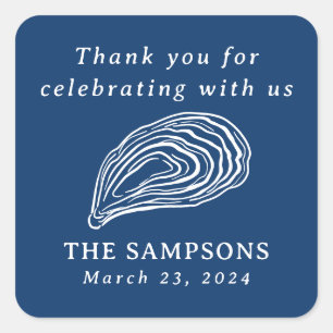 Nautical Oyster Shell Wedding Thank You Square Sticker