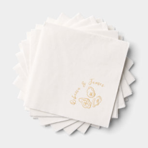 Nautical Oysters Hand Drawn Funky Wedding Foil Napkins