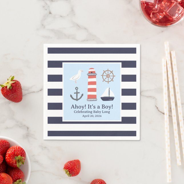 Nautical Paper Napkins for Baby Shower (Insitu)