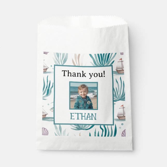 Nautical Party Ocean Birthday Photo Favour Bags (Front)
