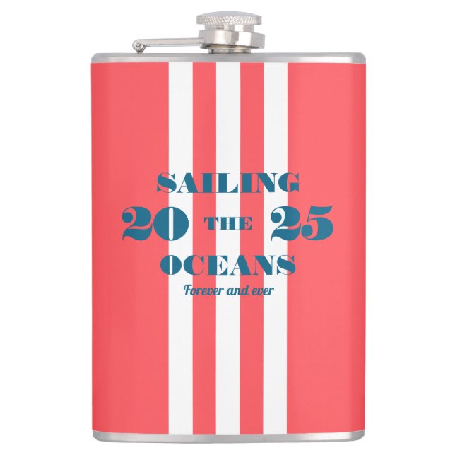 Nautical Party Vinyl Wrapped Flask (Front)