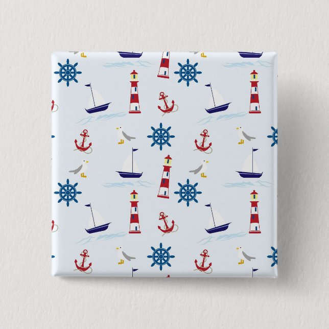 Nautical Pattern 15 Cm Square Badge (Front)